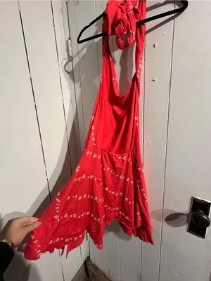 FREE PEOPLE NWT Halter Red Coral Floral Halter Sundress thumbnail 2