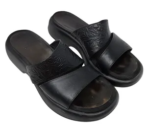 Dansko Black Leather Embossed Floral Slip On Strap Slide Casual Sandals Size 38 thumbnail 1