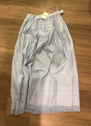 Doen look-alike Sebastian skirt Light Blue Eyelet Hem Women's Midi Skirt thumbnail 1