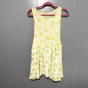 Free People Light Combo Madison Yellow Floral Ruffle Boho Tunic Tank Top S thumbnail 2
