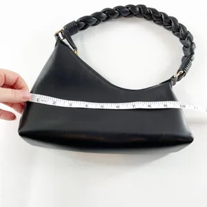 Aupen Nirvana Calfskin Leather with Gold-Tone Metal Shoulder Handbag Noir Black thumbnail 11