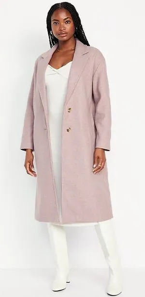 Old Navy Soft-Brushed Long Overcoat Mauve Pink Womens Small Winter Coat thumbnail 1