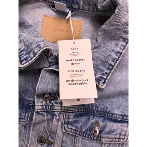 H&M‎ &Denim Trucker Jacket Women 3XL Blue Acid Wash Oversized Jean Coat thumbnail 4