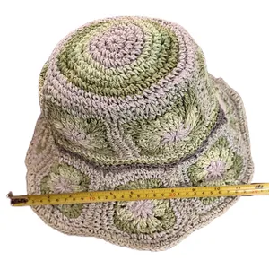 Steve Madden Crochet Granny Square Sun Hat Green Floral Boho Bucket Summer Hat thumbnail 13