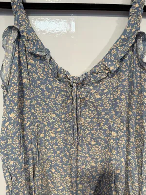 Blue Floral Ruffle-Trim Sleeveless‎ American Eagle summer dress thumbnail 2