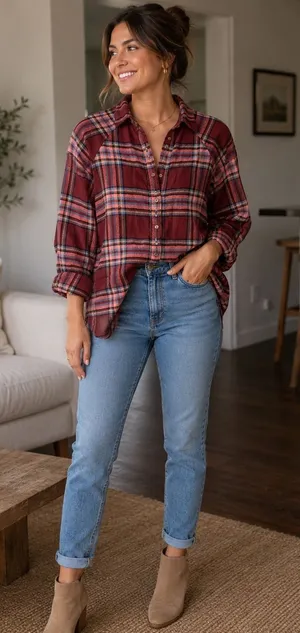 American Eagle Outfitters Plaid Soft Flannel Button Down Shirt‎ Size Small Fall thumbnail 1