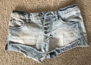 Free People Low rise denim shorts worn and washed thumbnail 1