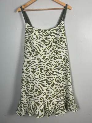 Offline by Aerie ruffle animal print athletic dress size XXL white green thumbnail 1