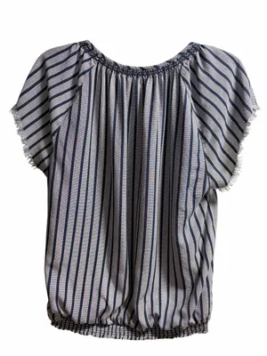 Carve Designs Ladies Navy Stripe Rayon Blouse Size Small thumbnail 4