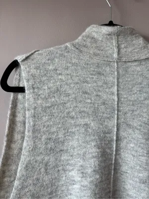 Wilfred Free Aritzia Gray Alpaca Wool Blend Belted Fei Fei Fringe Vest Large thumbnail 12
