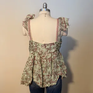 Free People Green Floral Babydoll Top thumbnail 3