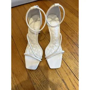 SCHUTZ Gaiah Ankle Strap Sandals in White Leather Size 7.5 EUC thumbnail 5
