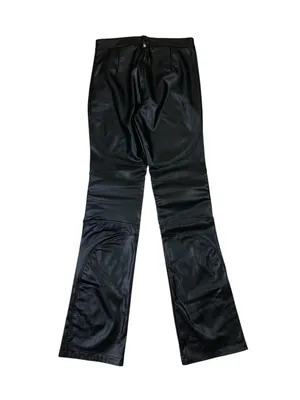 Zara Black Faux Leather Moto Biker Flare Pants Y2K Edgy Streetwear S thumbnail 3