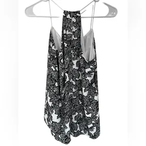 Express Black and White Floral Spaghetti Strap Top thumbnail 3