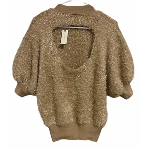 Anthropologie Maeve Violetta SS Tinsel‎ Sweater Honey Women's Size Medium thumbnail 2