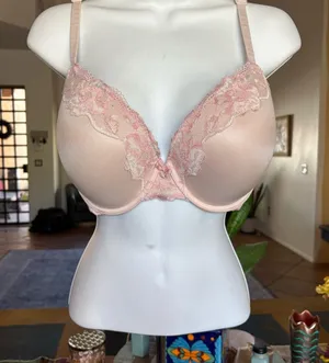 Victoria's Secret Pale Pink Lace-Trim Push-Up Bra thumbnail 1