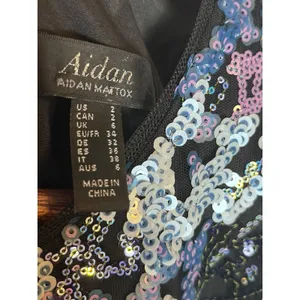 Aidan MATTOX Blue Sequin Beaded Cocktail Dress Size 2 thumbnail 7
