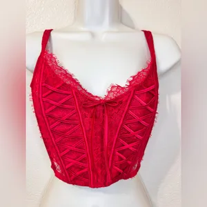 Victoria’s Secret Dream Angels Red Lace Corset Top Romantic Lace Size S thumbnail 2