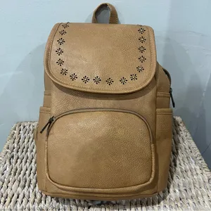 NEW Revive Vegan Backpack Handbag Tan 12” Tall Floral Zip‎ thumbnail 2