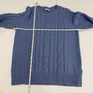 LL Bean Blue Double L Mixed Cable‎ Crew Neck Pullover Sweater Size MEDIUM thumbnail 8
