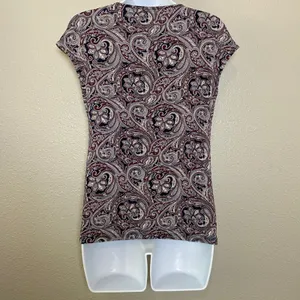Ann Taylor Dark Feminine Vintage Fairy‎ Grunge Y2K Paisley Boho Blouse L Casual thumbnail 2