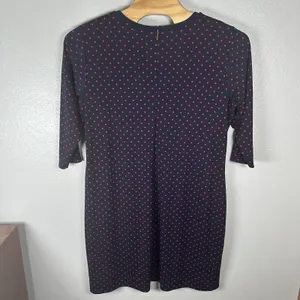 Lauren Ralph Lauren Navy Blue Red Polka Dot Midi Dress Plus Size‎ 3X 3/4 Sleeve thumbnail 4