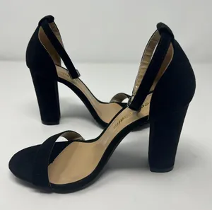 Heels Charm Faux Suede Black Heel Sandals Size 6.5 thumbnail 7