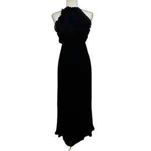 Reformation Black Halter Maxi Dress Open Back Ruffle Minimalist 90s Core Small thumbnail 2