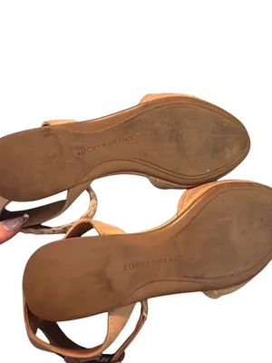 Lucky Brand Causia Sandals Brown Tan Leather Ankle Strap Braided Buckle Size 7.5 thumbnail 5