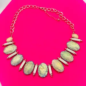 Elegant Statement Silver and Blue Green Iridescent Necklace thumbnail 8