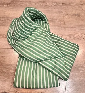 Maeve by Anthropologie Quilted Puffer Scarf‎ Green White Stripe Padded Warm thumbnail 1