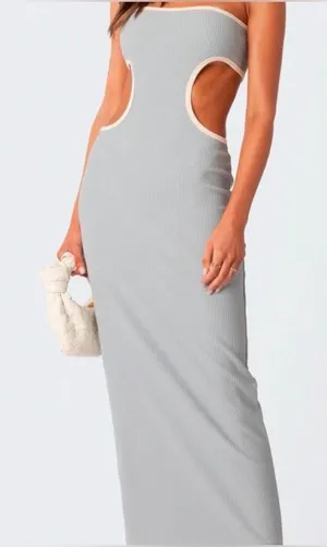 EDIKTED Michelle Cutout Rib Maxi Dress Women's Dress Small thumbnail 1