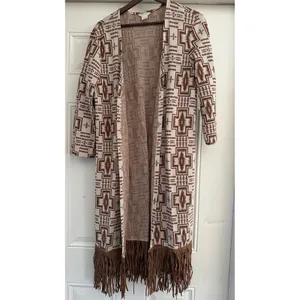 Ariat Women's Southwestern Geo Print Fringed Duster Cardigan Large thumbnail 2