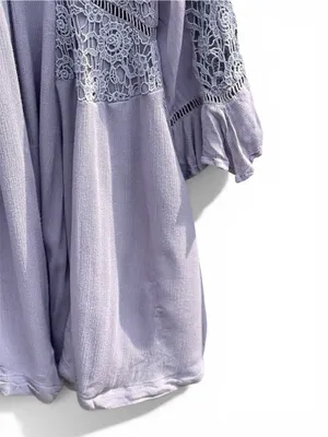 Free People Lilac Crochet Lace Tunic Dress Boho Small thumbnail 5