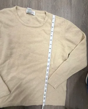 Sutton Studio 100 Cashmere Beige Tan Crewneck Sweater Long Sleeve Womens Large thumbnail 5