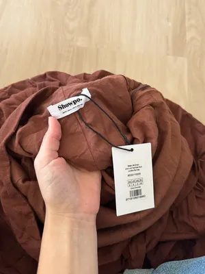 SHOWPO Maelynn Linen Twist Halter Neck Low Back Slip Dress In Chocolate thumbnail 10