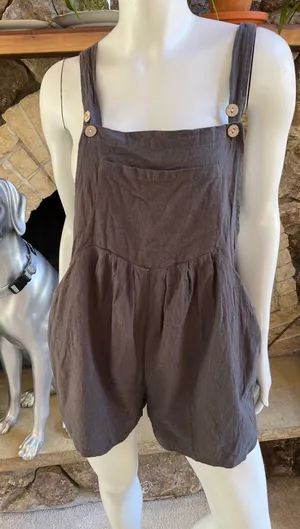 Gray Polyester Short Cotton Blend Overalls Women's Size 2XL thumbnail 1
