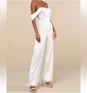 Lulus White Satin Jumpsuit thumbnail 3