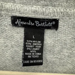 Alexandra Bartlett Angora Lambswool Blend Mohair Zip Front Cardigan Sweater Lg thumbnail 8