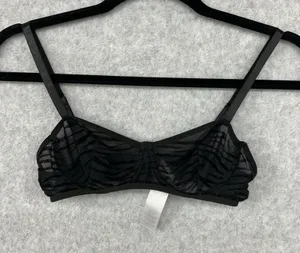 Nasty Gal Size Small Black Sheer Zebra Print Wireless Bra thumbnail 1