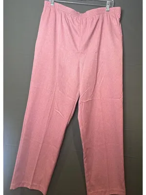 Women 12 Alfred Dunner Dusty Mauve Pull On Pants Elastic Waist Straight Leg Clas thumbnail 1
