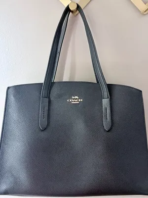 Coach Black Polished Pebble Leather Charlie Carryall Tote 25137 thumbnail 1