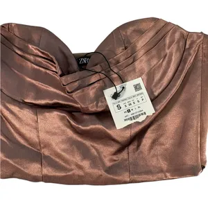Zara Satin Effect Corset Top Rose Bronze Strapless Bustier Women S NWT thumbnail 5