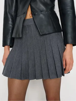 Reformation Mina Regenerative Merino Wool Pleated Mini Skirt thumbnail 1