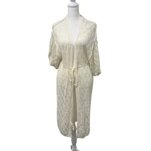 POL Crochet Ivory Beach Cover‎ Up Kimono Cardigan Tassel Tie Waist Size S NWOT thumbnail 9