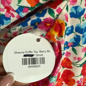 New Buddylove | Shauna Ruffle Shoulder Top In Berry Blue Small thumbnail 6