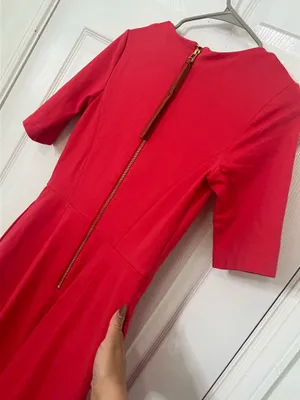 Boden Red Midi Dress Fit Flare Colorblock A-line Elegant Chic Pockets Size 6R thumbnail 9