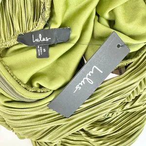 Lulus Seren Olive Green Plisse Surplice Maxi Dress Formal Long Sleeve Small NWT thumbnail 11