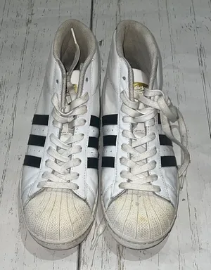 Adidas white and black high top sneakers thumbnail 1