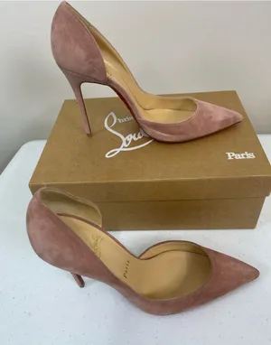 Brand New Christian Louboutin Blush Suede Pointed-Toe Pumps thumbnail 1